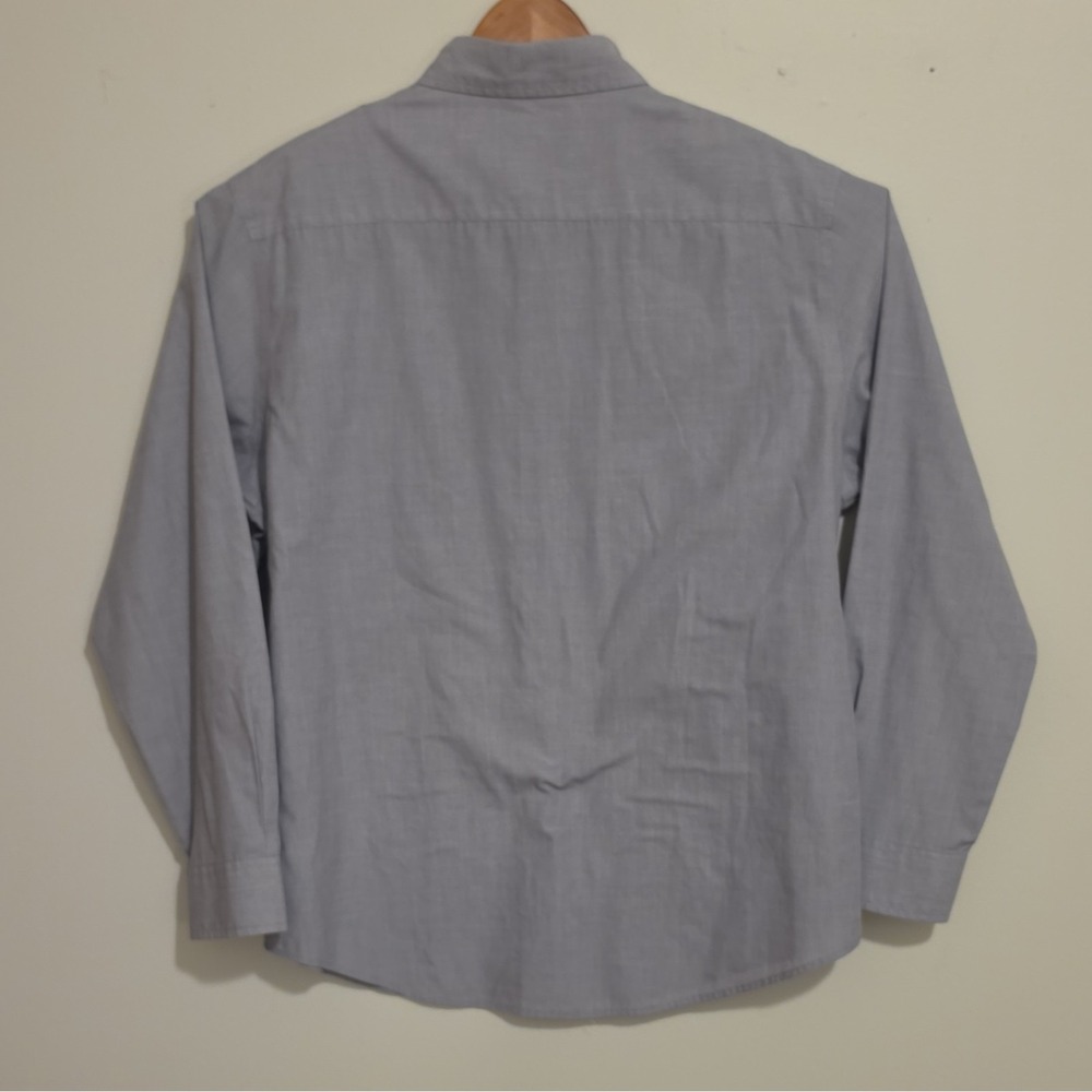 Croft & Barrow Men's Dress Shirt L Regular Gray Button-Down Easy Care Pockets - Picture 6 of 7